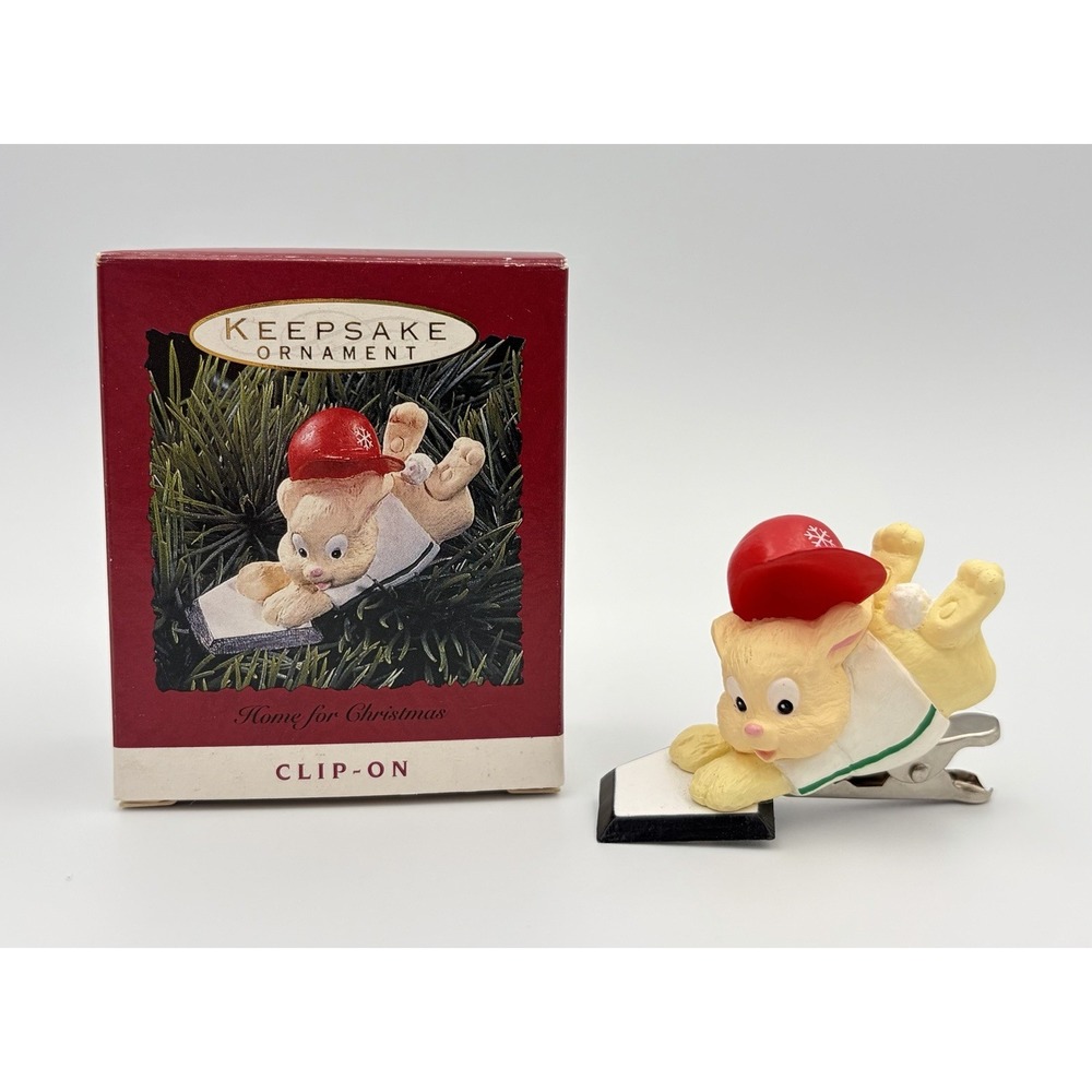 Hallmark Keepsake Ornament 1993 Home for Christmas Clip-On Mouse QX556-2 Vintage